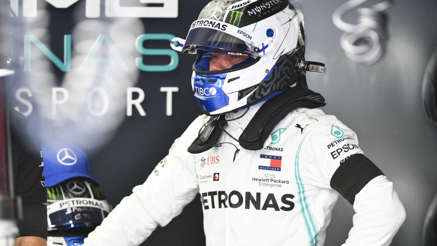 MONTE CARLO, MONACO - MAY 23: Valtteri Bottas, Mercedes AMG F1 in the garage with a black arm band