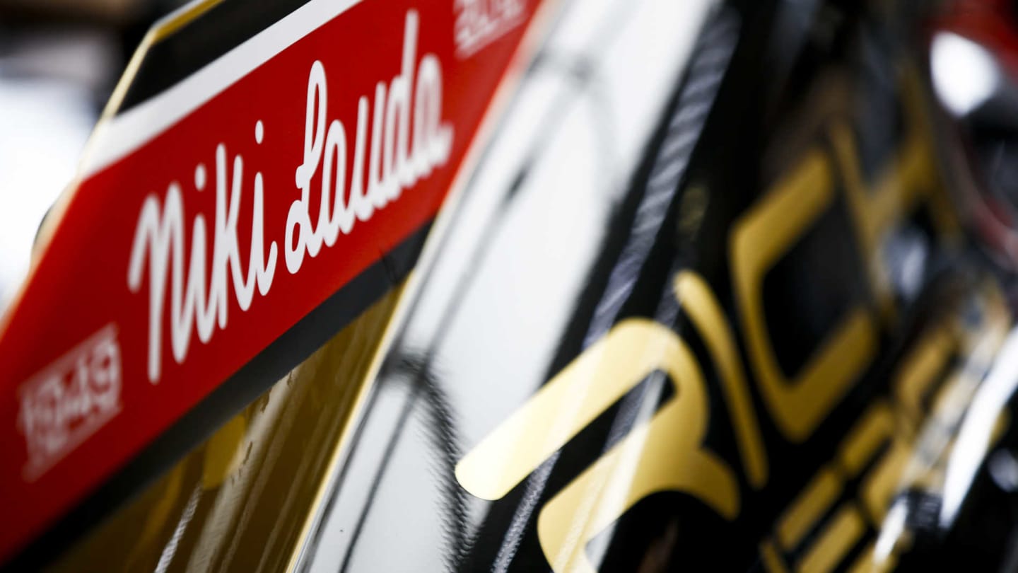 MONTE CARLO, MONACO - MAY 23: A tribute to Niki Lauda on the Haas VF-19 during the Monaco GP at
