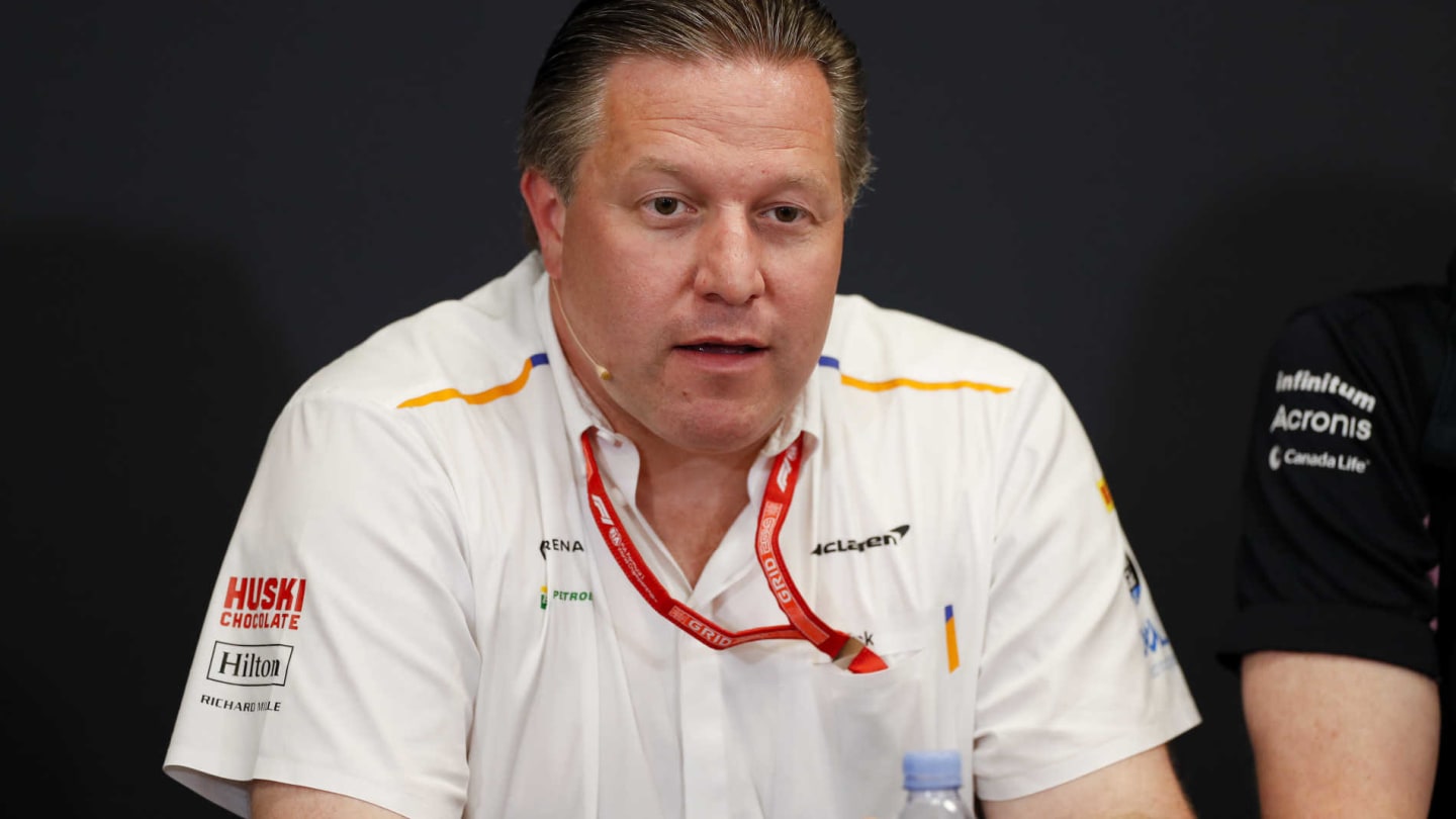 MONTE CARLO, MONACO - MAY 23: Zak Brown, Executive Director, McLaren, in the team principals Press Conference during the Monaco GP at Monte Carlo on May 23, 2019 in Monte Carlo, Monaco. (Photo by Zak Mauger / LAT Images)