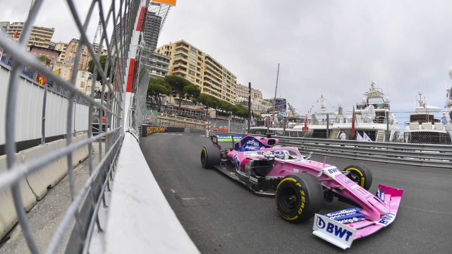 MONTE CARLO, MONACO - MAY 23: Sergio Perez, Racing Point RP19 during the Monaco GP at Monte Carlo