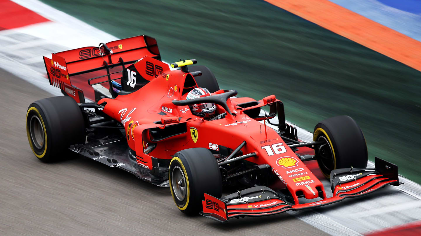 SOCHI, RUSSIA - SEPTEMBER 27: Charles Leclerc of Monaco driving the (16) Scuderia Ferrari SF90 on