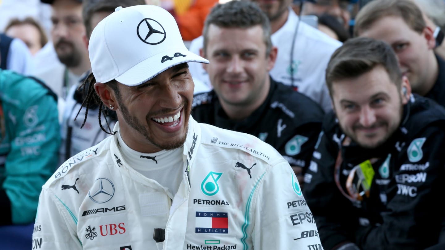 SOCHI, RUSSIA - SEPTEMBER 29: Race winner Lewis Hamilton of Great Britain and Mercedes GP