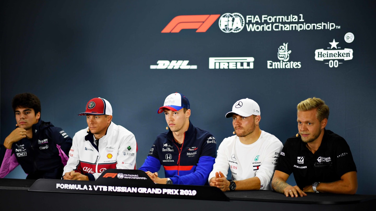 SOCHI, RUSSIA - SEPTEMBER 26: The Drivers Press Conference with (L-R) Lance Stroll of Canada and