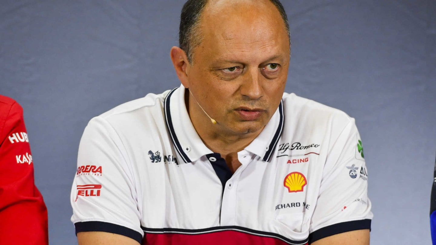 CIRCUIT DE BARCELONA-CATALUNYA, SPAIN - MAY 10: Frederic Vasseur, Team Principal, Alfa Romeo Racing, in the team principals Press Conference during the Spanish GP at Circuit de Barcelona-Catalunya on May 10, 2019 in Circuit de Barcelona-Catalunya, Spain. (Photo by Simon Galloway / Sutton Images)