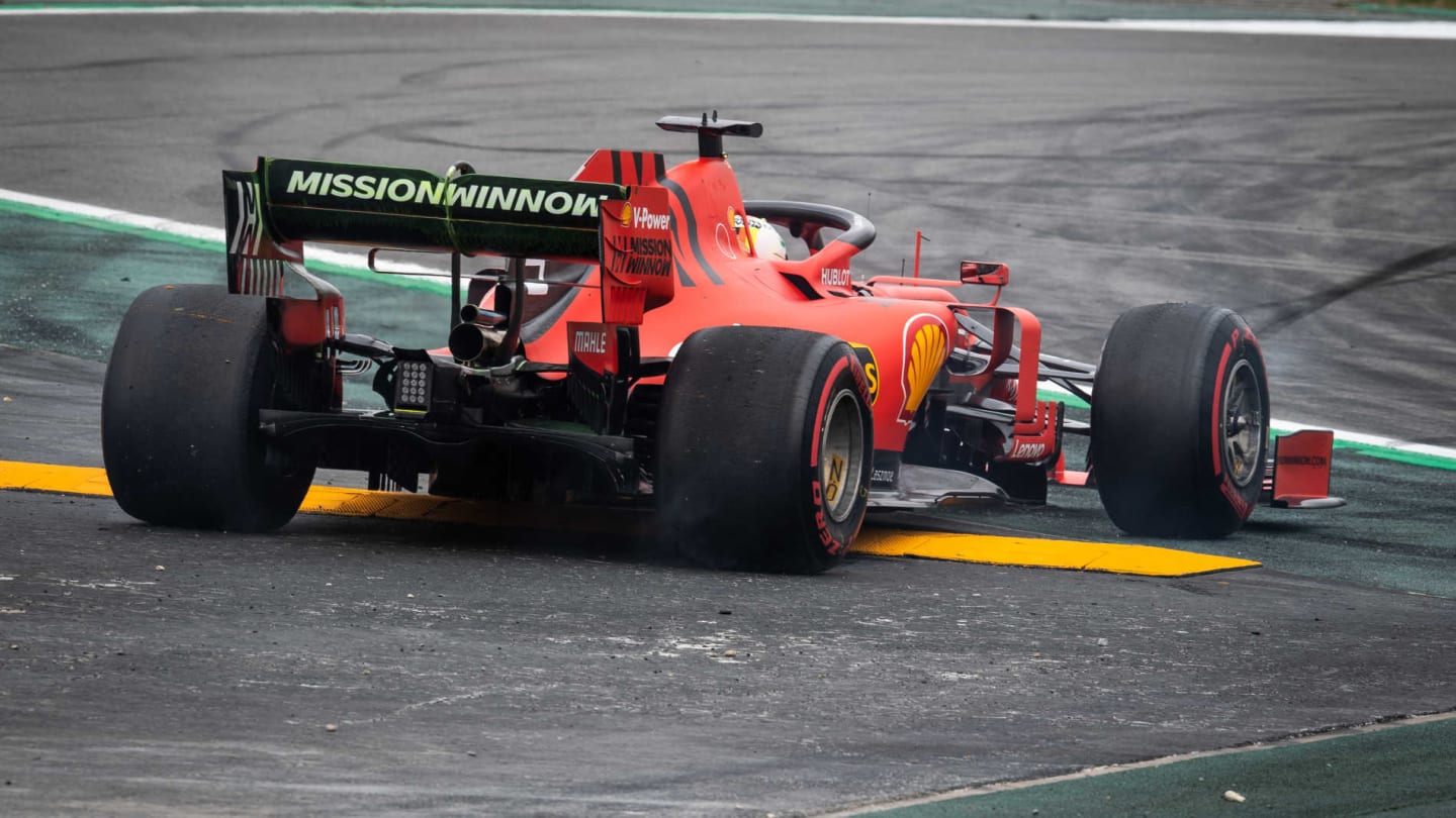 CIRCUIT DE BARCELONA-CATALUNYA, SPAIN - MAY 11: Sebastian Vettel, Ferrari SF90, has a spin during