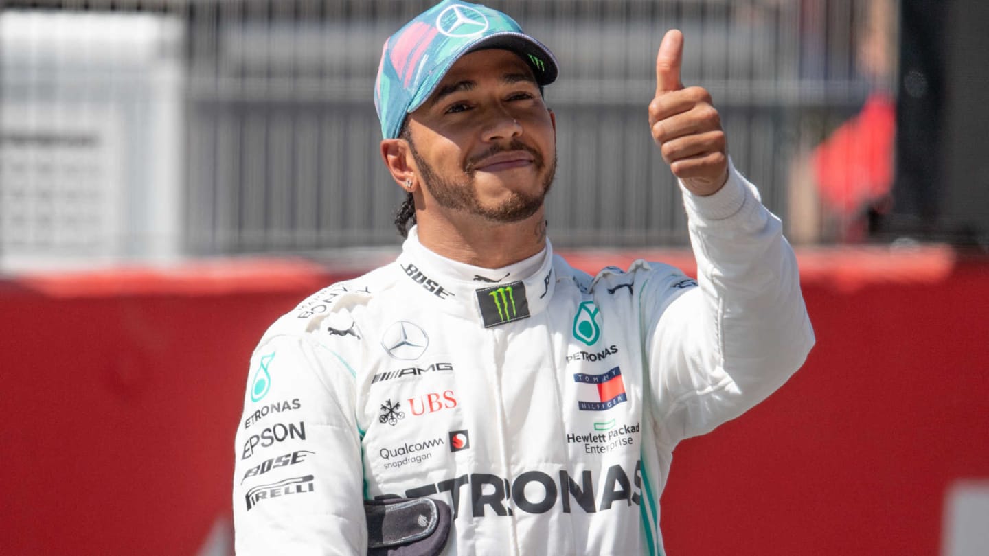 CIRCUIT DE BARCELONA-CATALUNYA, SPAIN - MAY 11: Lewis Hamilton, Mercedes AMG F1, gives fans a thumbs up after Qualifying during the Spanish GP at Circuit de Barcelona-Catalunya on May 11, 2019 in Circuit de Barcelona-Catalunya, Spain. (Photo by Simon Galloway / Sutton Images)