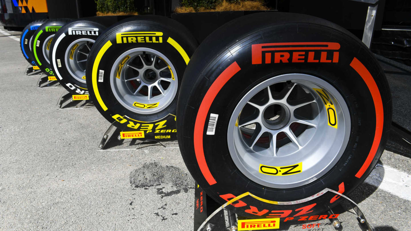 CIRCUIT DE BARCELONA-CATALUNYA, SPAIN - MAY 09: Pirelli tyres outside Prellii motorhome during the