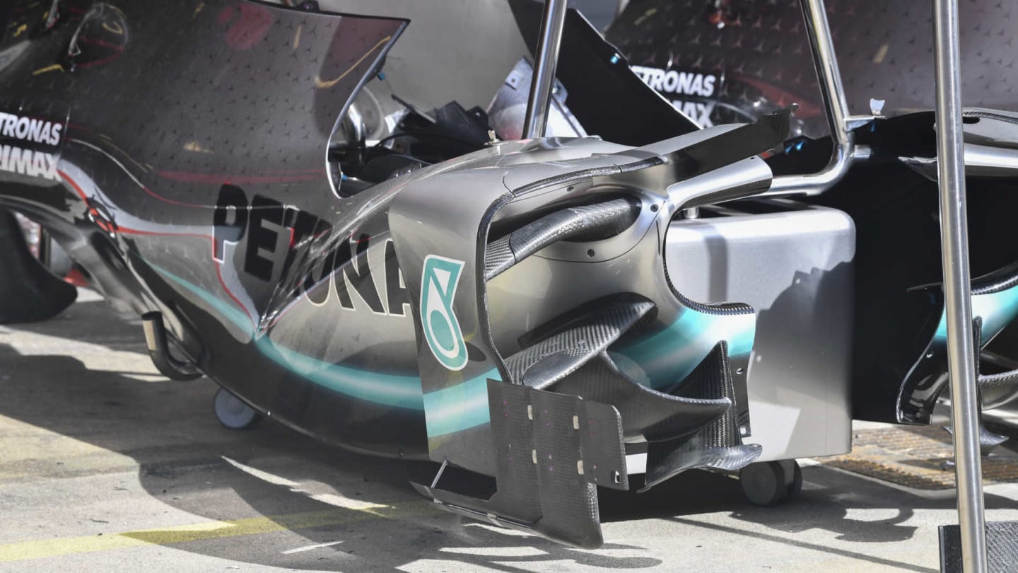 CIRCUIT DE BARCELONA-CATALUNYA, SPAIN - MAY 09: Mercedes AMG F1 side pods during the Spanish GP at