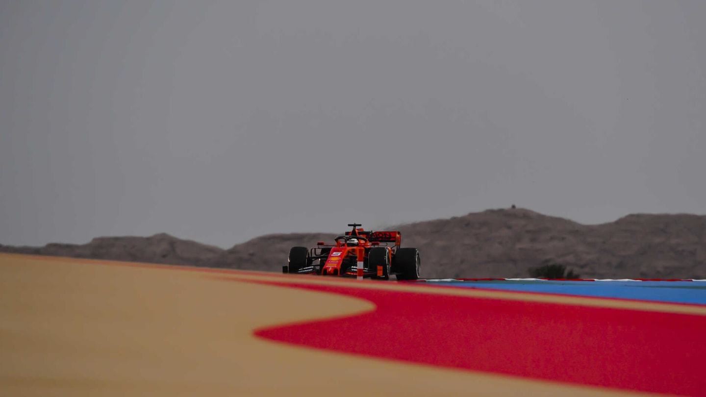 BAHRAIN INTERNATIONAL CIRCUIT, BAHRAIN - APRIL 03: Sebastian Vettel, Ferrari SF90 during the