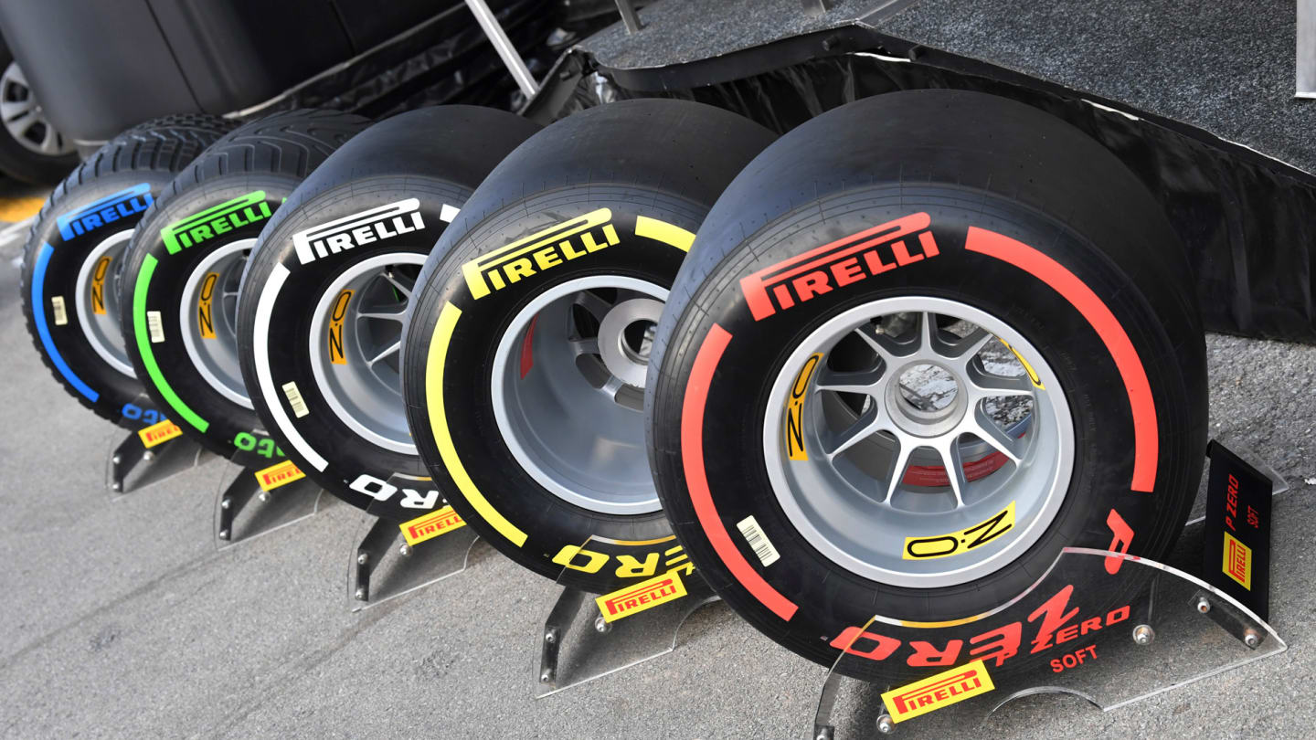 CIRCUIT DE BARCELONA-CATALUNYA, SPAIN - FEBRUARY 21: Pirelli tyres during the Barcelona February