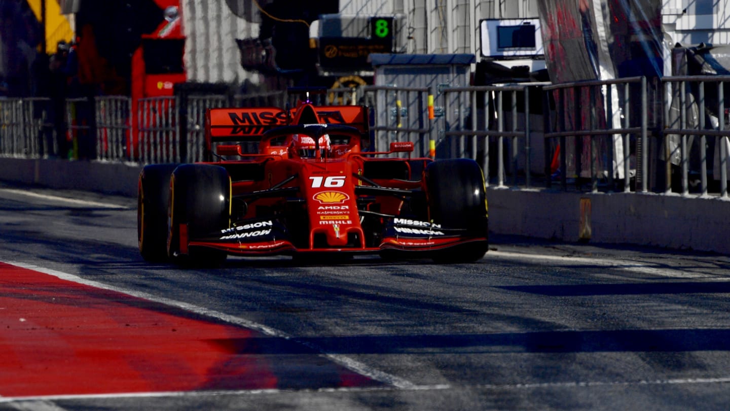 CIRCUIT DE BARCELONA-CATALUNYA, SPAIN - FEBRUARY 21: Charles Leclerc, Ferrari SF90 during the Barcelona February testing at Circuit de Barcelona-Catalunya on February 21, 2019 in Circuit de Barcelona-Catalunya, Spain. (Photo by Jerry Andre)