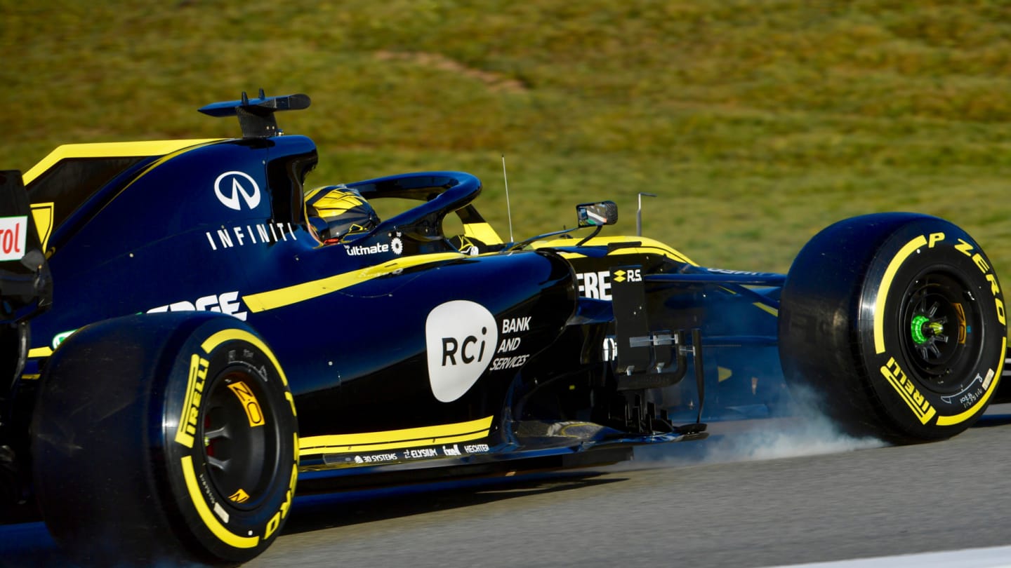 CIRCUIT DE BARCELONA-CATALUNYA, SPAIN - FEBRUARY 18: Nico Hulkenberg, Renault Sport F1 Team R.S. 19 spins during the Pre-season Test at Circuit de Barcelona-Catalunya on February 18, 2019 in Circuit de Barcelona-Catalunya, Spain. (Photo by Jerry Andre)