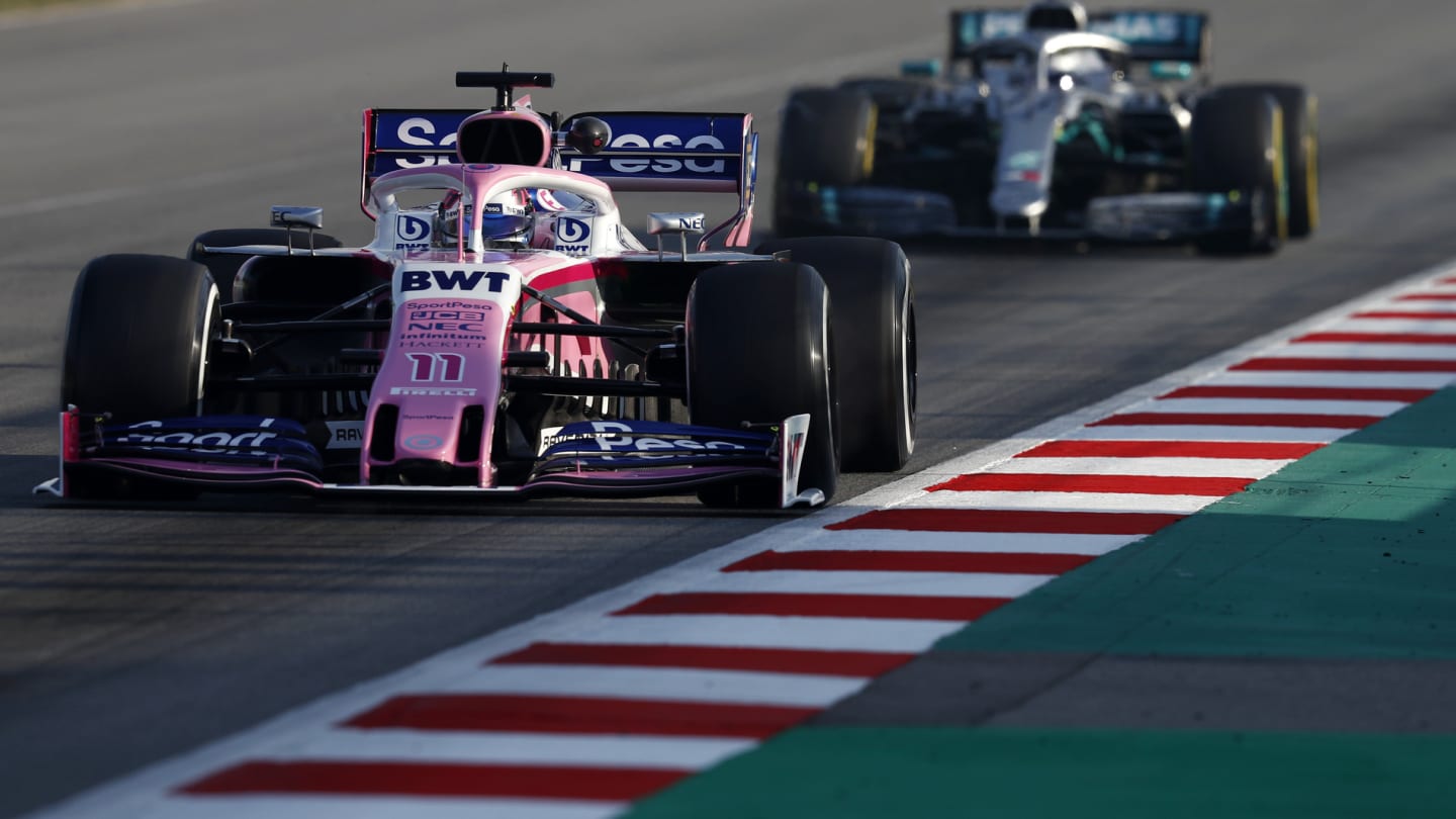CIRCUIT DE BARCELONA-CATALUNYA, SPAIN - MARCH 01: Sergio Perez, SportPesa Racing Point F1 Team RP19 during the Barcelona February testing II at Circuit de Barcelona-Catalunya on March 01, 2019 in Circuit de Barcelona-Catalunya, Spain. (Photo by Glenn Dunbar / LAT Images)