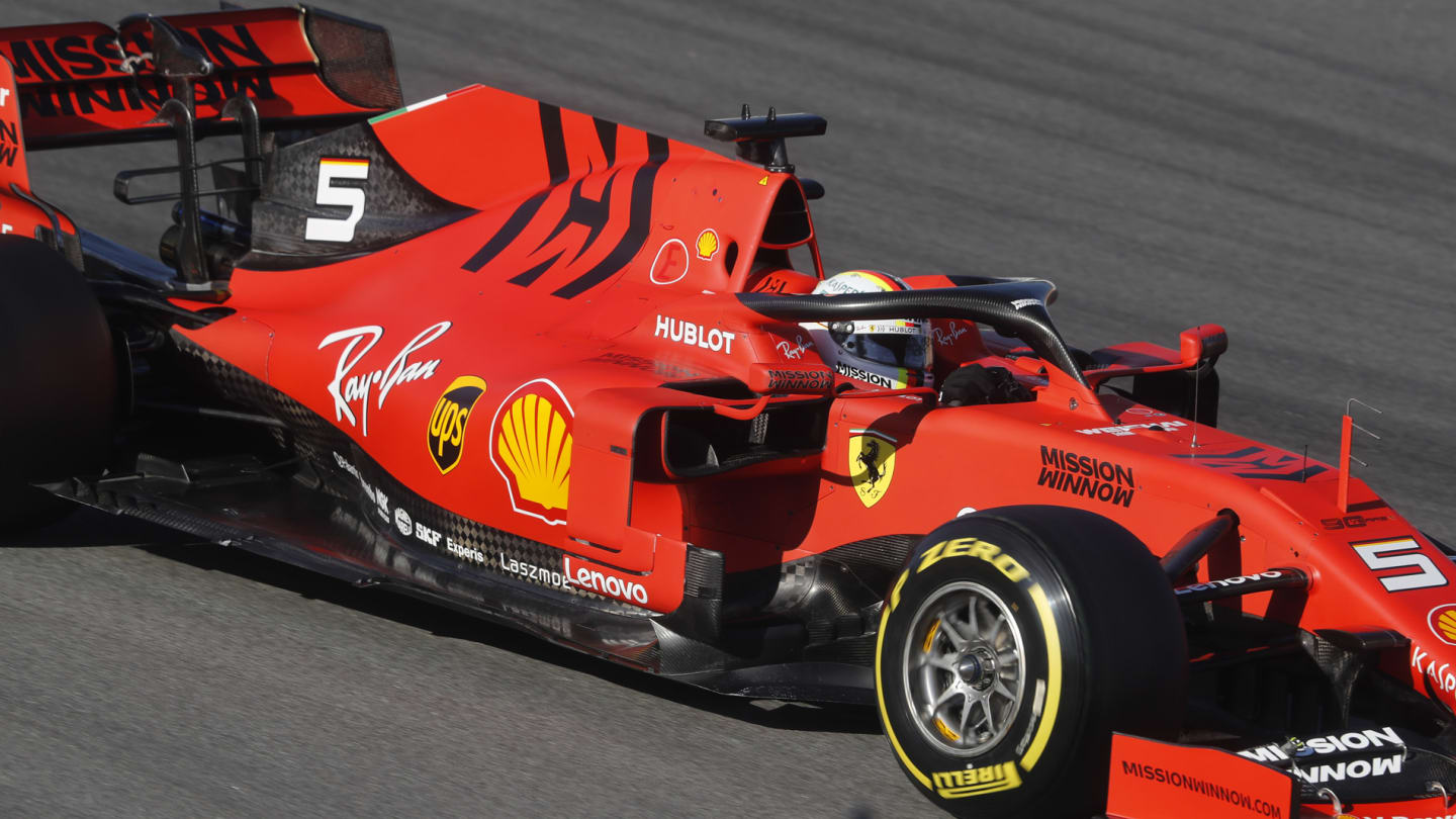 CIRCUIT DE BARCELONA-CATALUNYA, SPAIN - FEBRUARY 27: Sebastian Vettel, Ferrari SF90 during the