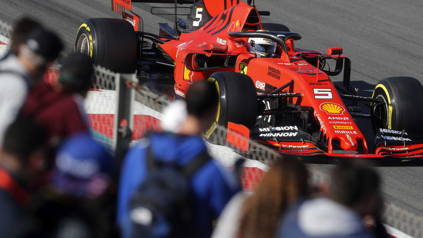 CIRCUIT DE BARCELONA-CATALUNYA, SPAIN - FEBRUARY 27: Sebastian Vettel, Ferrari SF90 during the