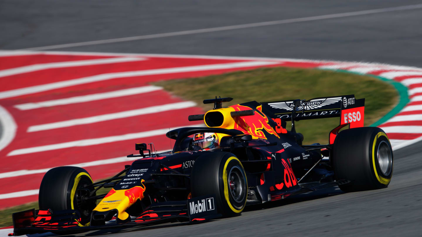 CIRCUIT DE BARCELONA-CATALUNYA, SPAIN - FEBRUARY 27: Max Verstappen, Red Bull Racing RB15 during the Barcelona February testing II at Circuit de Barcelona-Catalunya on February 27, 2019 in Circuit de Barcelona-Catalunya, Spain. (Photo by Zak Mauger)