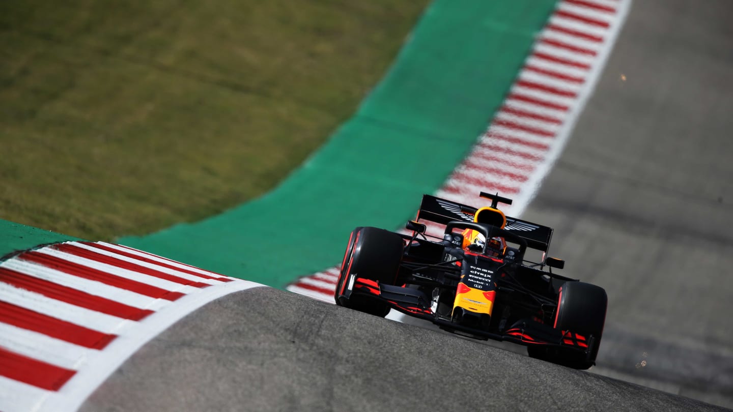 AUSTIN, TEXAS - NOVEMBER 01: Max Verstappen of the Netherlands driving the (33) Aston Martin Red