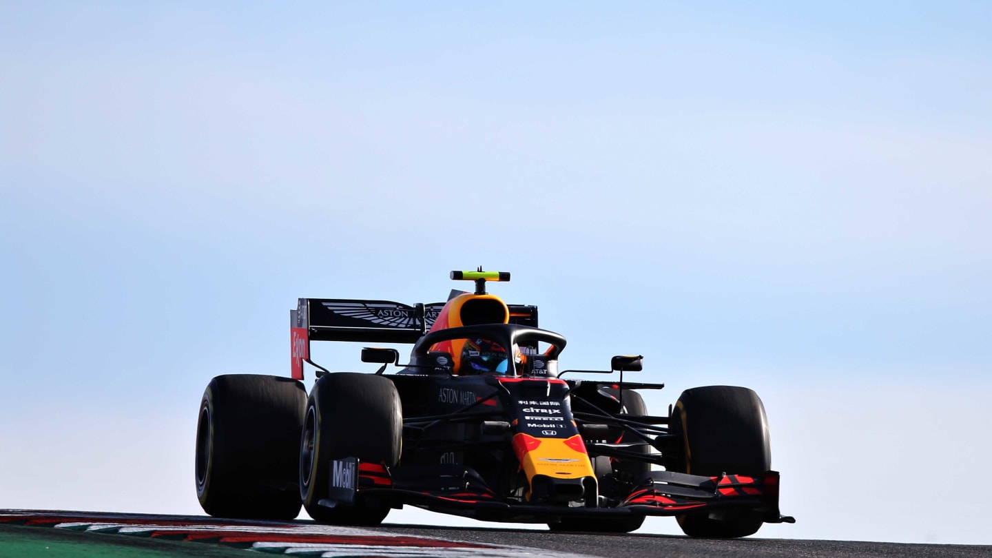 AUSTIN, TEXAS - NOVEMBER 01: Alexander Albon of Thailand driving the (23) Aston Martin Red Bull Racing RB15 on track during practice for the F1 Grand Prix of USA at Circuit of The Americas on November 01, 2019 in Austin, Texas. (Photo by Charles Coates/Getty Images)