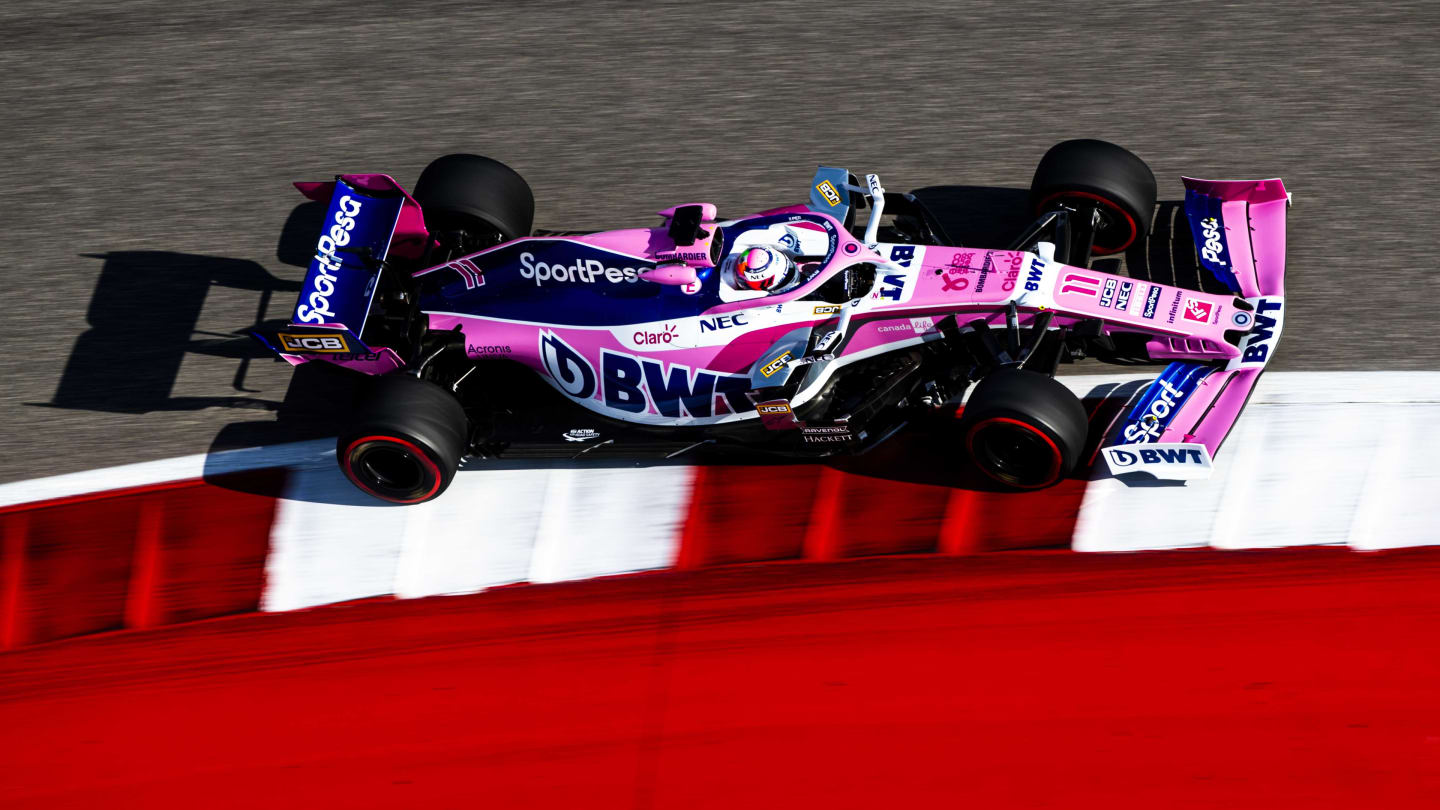 AUSTIN, TEXAS - NOVEMBER 01: Sergio Perez of Mexico driving the (11) Racing Point RP19 Mercedes on