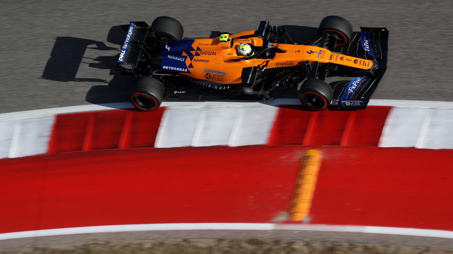 AUSTIN, TEXAS - NOVEMBER 01: Lando Norris of Great Britain driving the (4) McLaren F1 Team MCL34