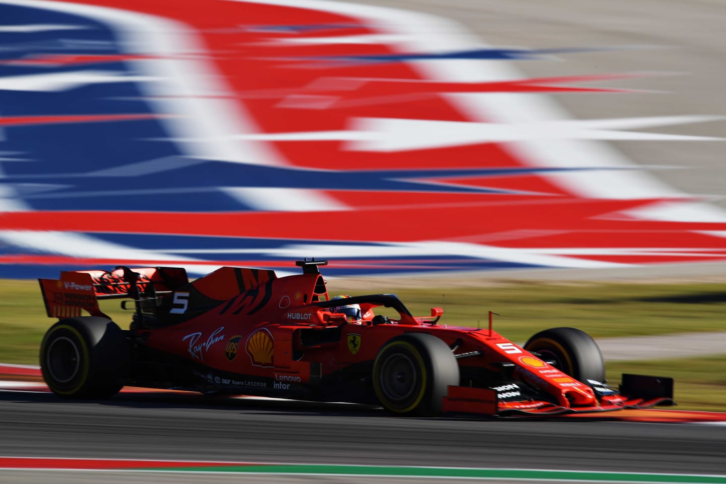 AUSTIN, TEXAS - NOVEMBER 02: Sebastian Vettel of Germany driving the (5) Scuderia Ferrari SF90 on