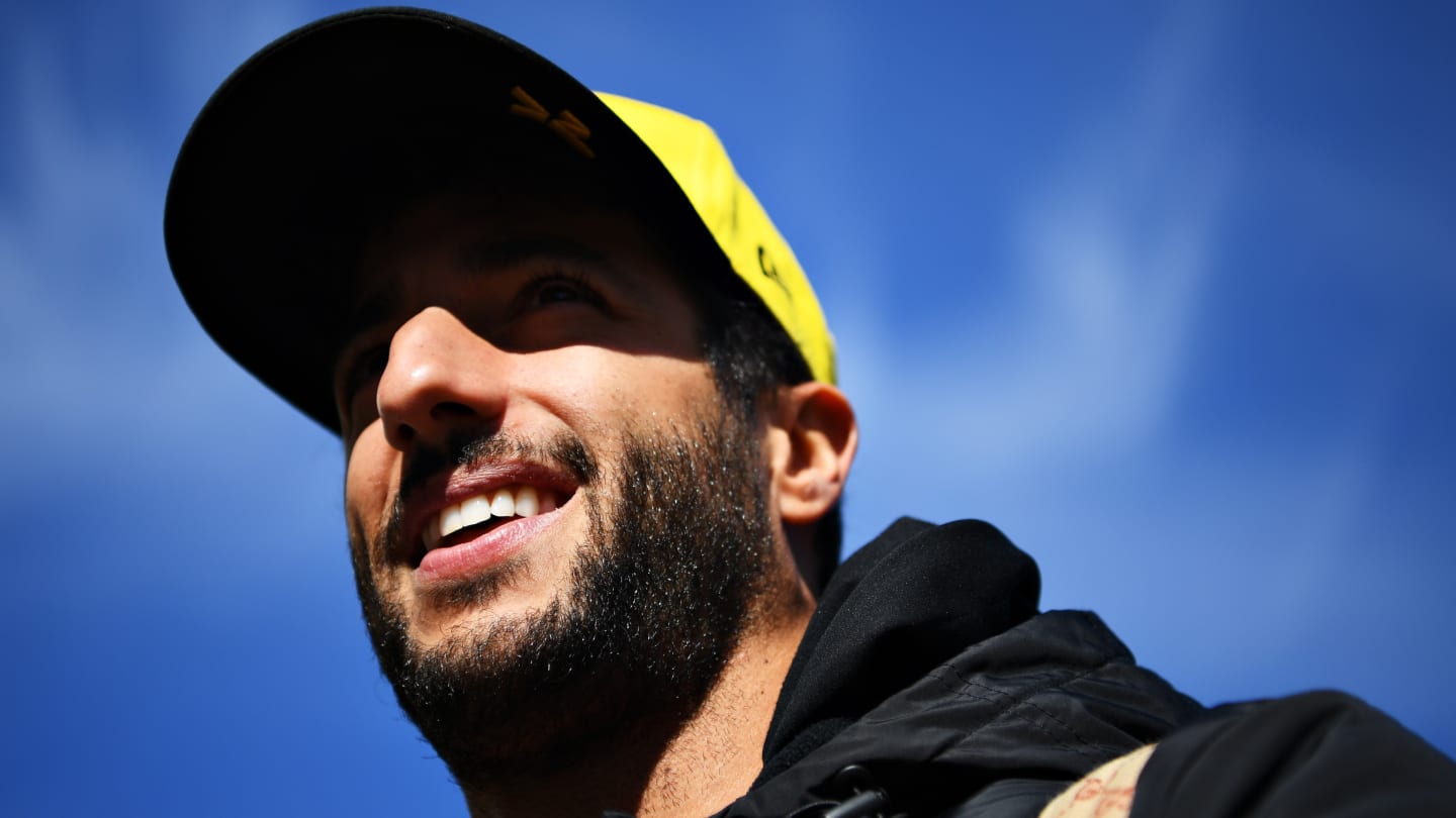 AUSTIN, TEXAS - NOVEMBER 02: Daniel Ricciardo of Australia and Renault Sport F1 walks in the Paddock before final practice for the F1 Grand Prix of USA at Circuit of The Americas on November 02, 2019 in Austin, Texas. (Photo by Clive Mason/Getty Images)