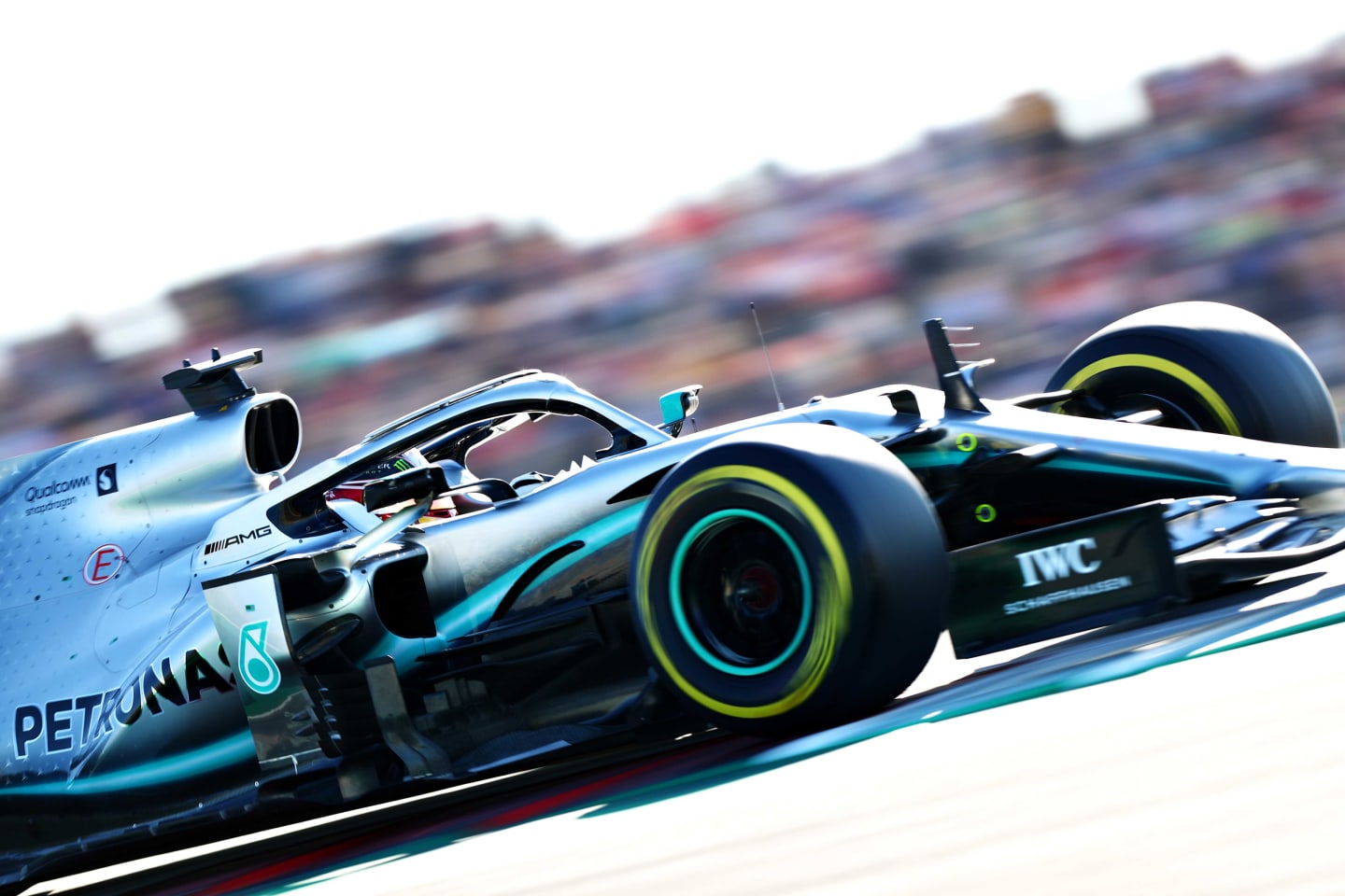 AUSTIN, TEXAS - NOVEMBER 02: Lewis Hamilton of Great Britain driving the (44) Mercedes AMG Petronas F1 Team Mercedes W10 on track during qualifying for the F1 Grand Prix of USA at Circuit of The Americas on November 02, 2019 in Austin, Texas. (Photo by Dan Istitene/Getty Images)