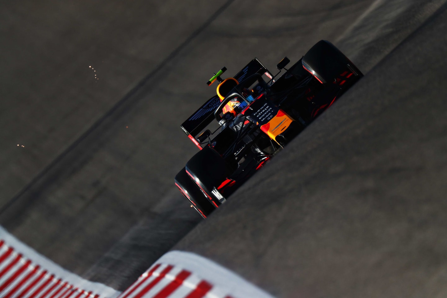 AUSTIN, TEXAS - NOVEMBER 02: Alexander Albon of Thailand driving the (23) Aston Martin Red Bull Racing RB15 on track during qualifying for the F1 Grand Prix of USA at Circuit of The Americas on November 02, 2019 in Austin, Texas. (Photo by Dan Istitene/Getty Images)