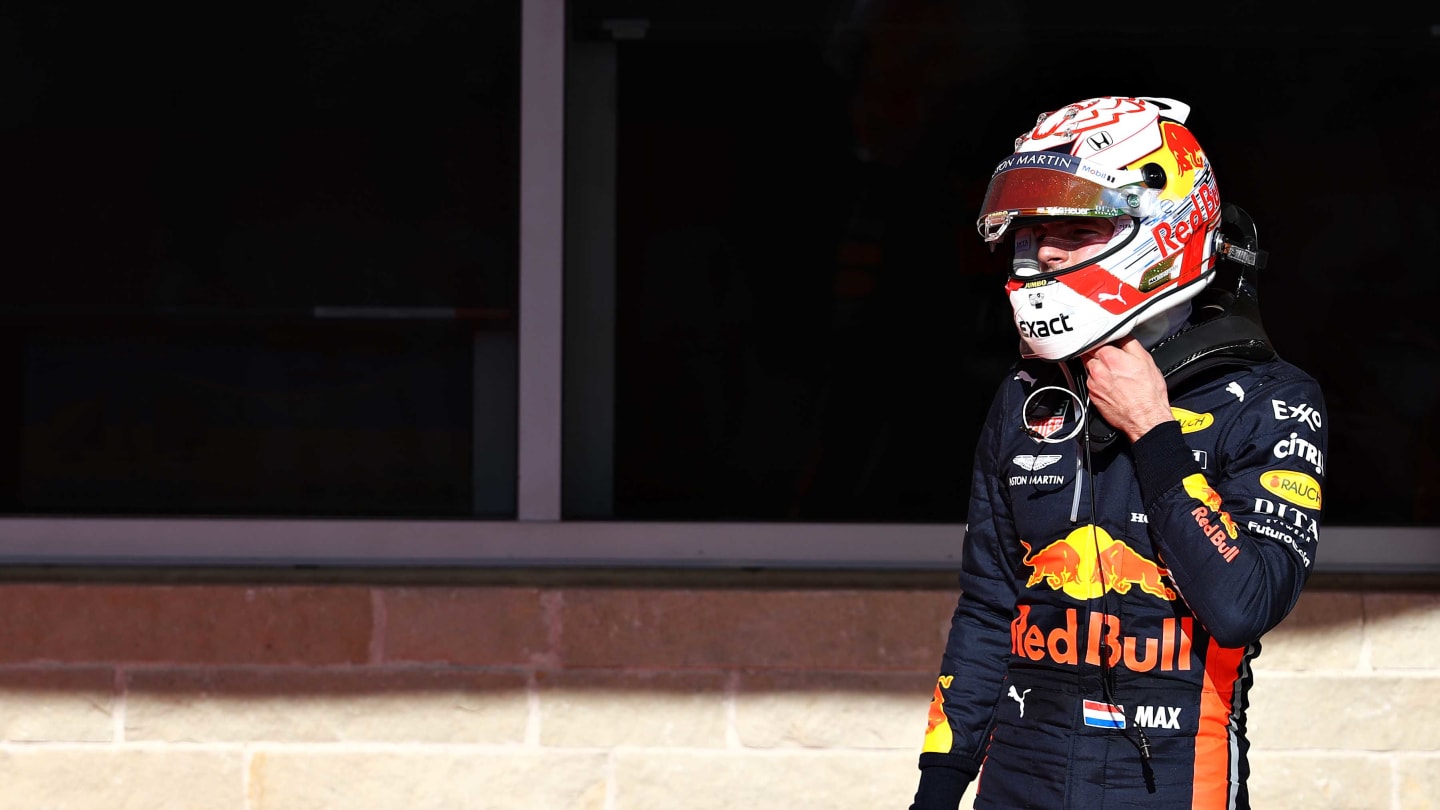 AUSTIN, TEXAS - NOVEMBER 03: Third placed Max Verstappen of Netherlands and Red Bull Racing looks on  in parc ferme during the F1 Grand Prix of USA at Circuit of The Americas on November 03, 2019 in Austin, Texas. (Photo by Mark Thompson/Getty Images)
