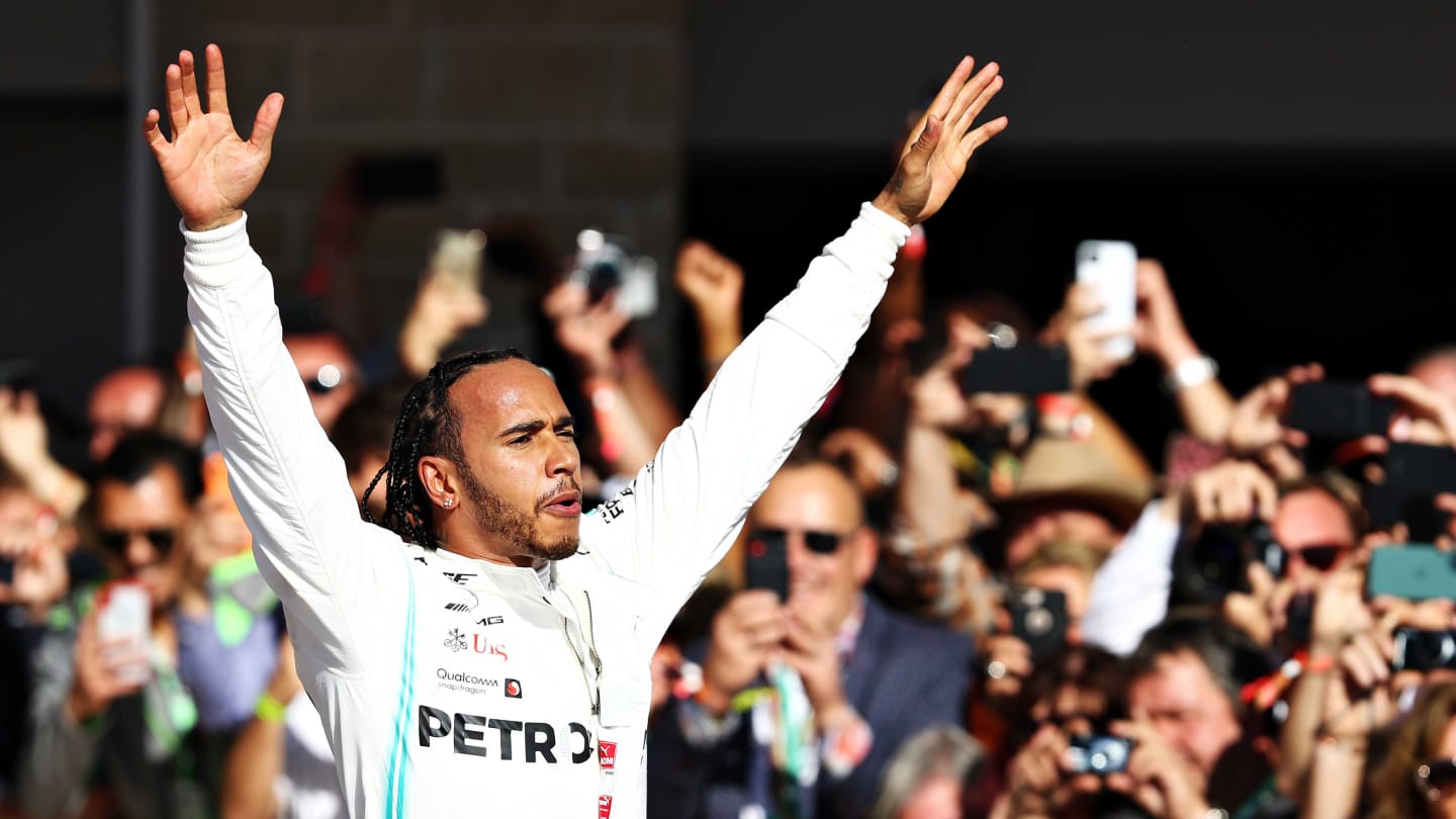 AUSTIN, TEXAS - NOVEMBER 03: 2019 Formula One World Drivers Champion Lewis Hamilton of Great