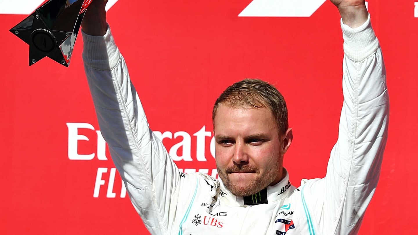 AUSTIN, TEXAS - NOVEMBER 03: Race winner Valtteri Bottas of Finland and Mercedes GP celebrates on