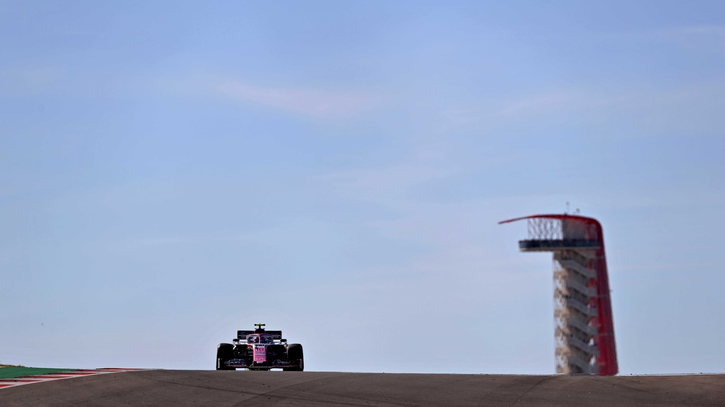 AUSTIN, TEXAS - NOVEMBER 03: Lance Stroll of Canada driving the (18) Racing Point RP19 Mercedes on track during the F1 Grand Prix of USA at Circuit of The Americas on November 03, 2019 in Austin, Texas. (Photo by Mark Thompson/Getty Images)