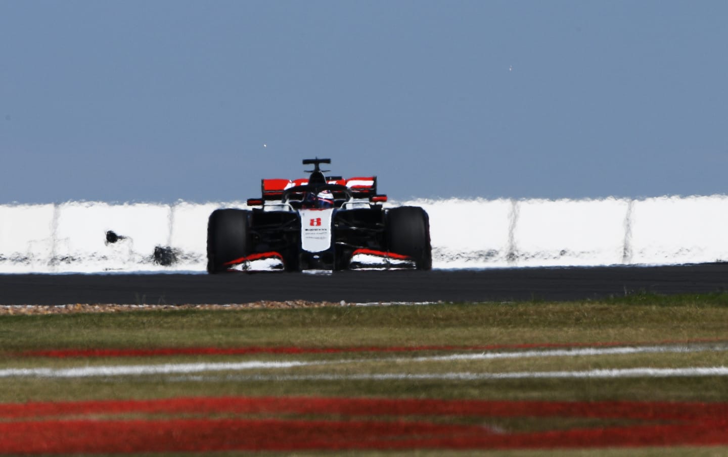 NORTHAMPTON, ENGLAND - AUGUST 07: Romain Grosjean of France driving the (8) Haas F1 Team VF-20 Ferrari drives on track during practice for the F1 70th Anniversary Grand Prix at Silverstone on August 07, 2020 in Northampton, England. (Photo by Rudy Carezzevoli/Getty Images)