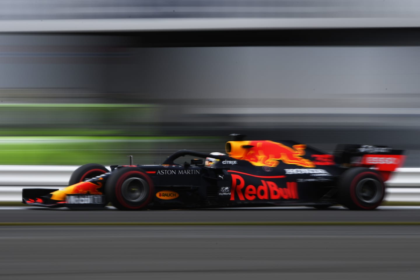 NORTHAMPTON, ENGLAND - AUGUST 07: Max Verstappen of the Netherlands driving the (33) Aston Martin Red Bull Racing RB16 on track during practice for the F1 70th Anniversary Grand Prix at Silverstone on August 07, 2020 in Northampton, England. (Photo by Rudy Carezzevoli/Getty Images)