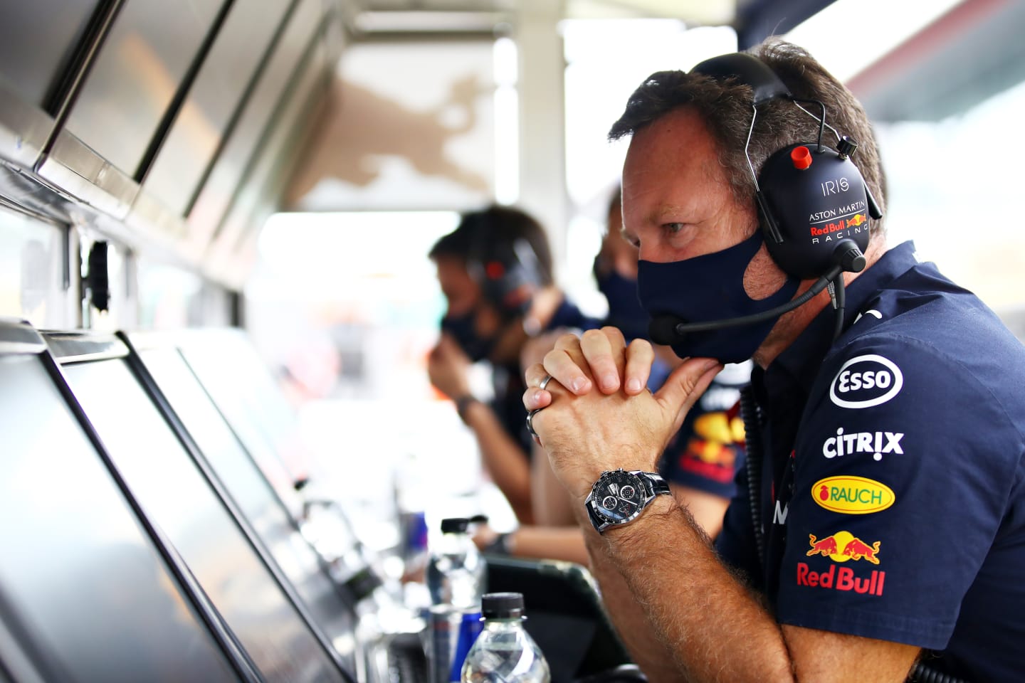 NORTHAMPTON, ENGLAND - AUGUST 07: Red Bull Racing Team Principal Christian Horner looks on from the