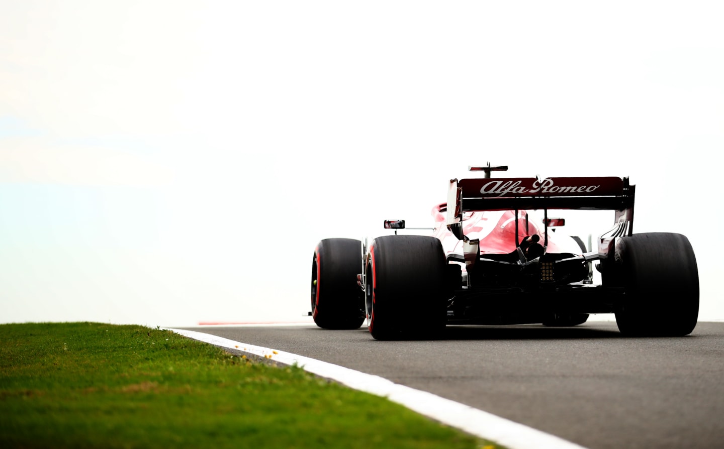 NORTHAMPTON, ENGLAND - AUGUST 07: Kimi Raikkonen of Finland driving the (7) Alfa Romeo Racing C39 Ferrari leaves the pit lane during practice for the F1 70th Anniversary Grand Prix at Silverstone on August 07, 2020 in Northampton, England. (Photo by Bryn Lennon/Getty Images)