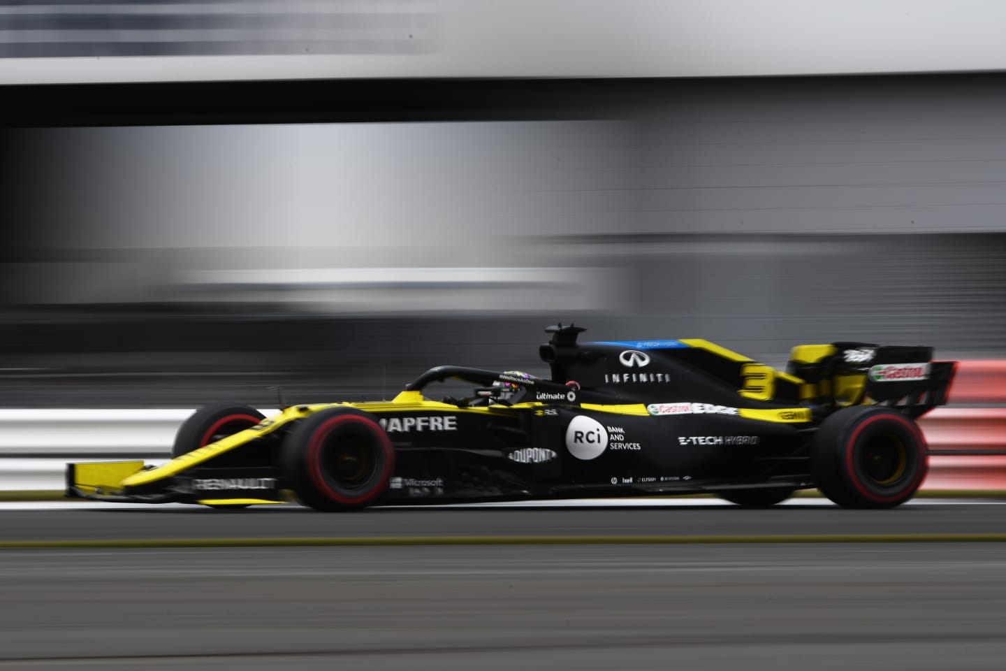 NORTHAMPTON, ENGLAND - AUGUST 07: Daniel Ricciardo of Australia driving the (3) Renault Sport
