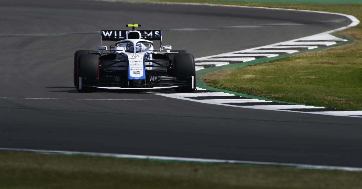 NORTHAMPTON, ENGLAND - AUGUST 08: Nicholas Latifi of Canada driving the (6) Williams Racing FW43 Mercedes drives on track during final practice for the F1 70th Anniversary Grand Prix at Silverstone on August 08, 2020 in Northampton, England. (Photo by Rudy Carezzevoli/Getty Images)