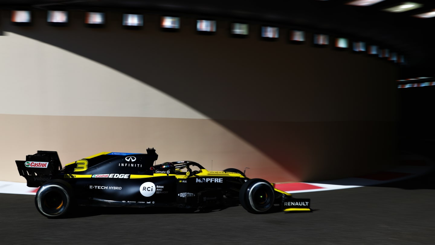 ABU DHABI, UNITED ARAB EMIRATES - DECEMBER 11: Daniel Ricciardo of Australia driving the (3) Renault Sport Formula One Team RS20 on track during practice ahead of the F1 Grand Prix of Abu Dhabi at Yas Marina Circuit on December 11, 2020 in Abu Dhabi, United Arab Emirates. (Photo by Dan Istitene - Formula 1/Formula 1 via Getty Images)