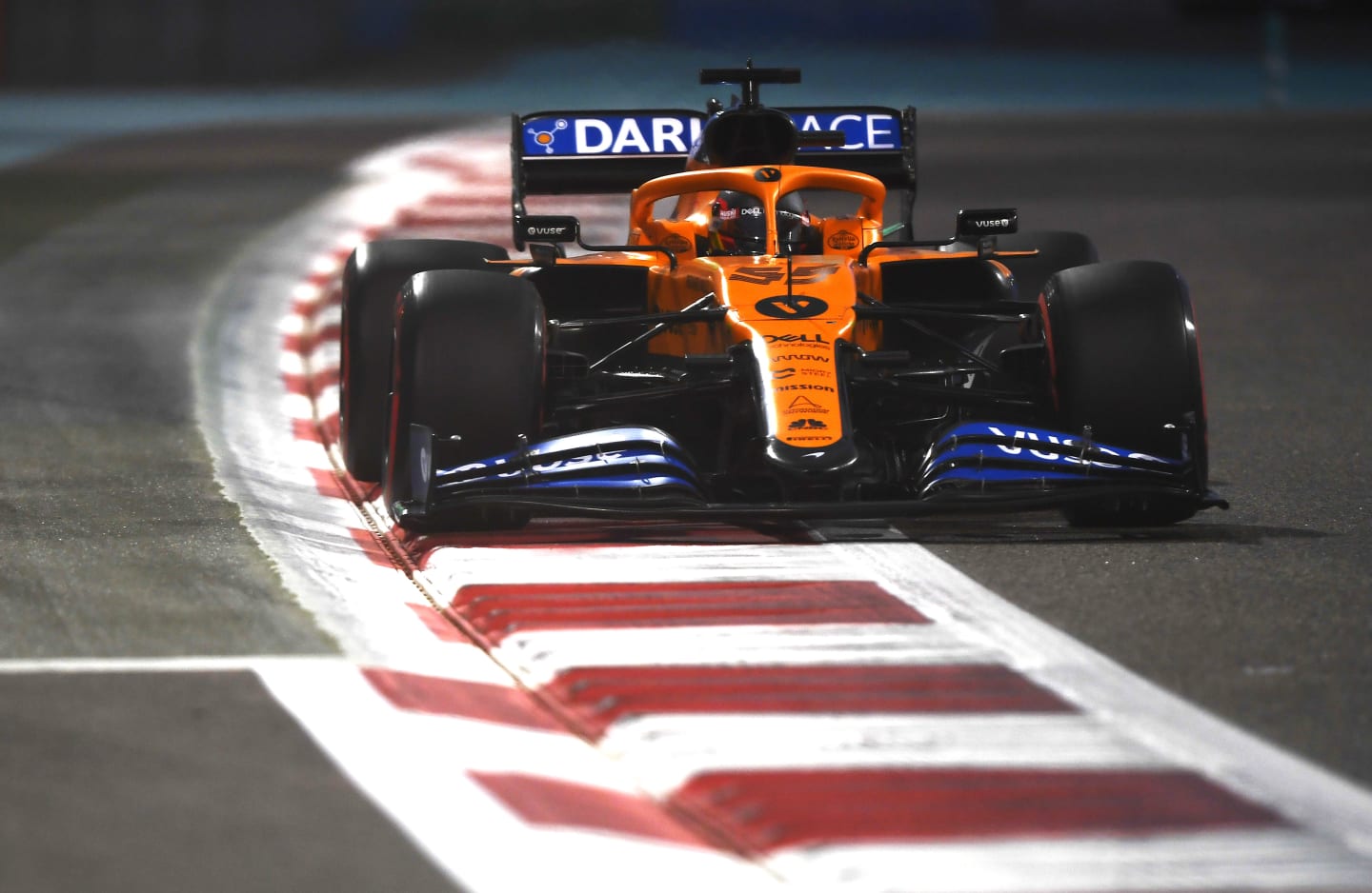 ABU DHABI, UNITED ARAB EMIRATES - DECEMBER 12: Carlos Sainz of Spain driving the (55) McLaren F1 Team MCL35 Renault on track during qualifying ahead of the F1 Grand Prix of Abu Dhabi at Yas Marina Circuit on December 12, 2020 in Abu Dhabi, United Arab Emirates. (Photo by Rudy Carezzevoli/Getty Images)