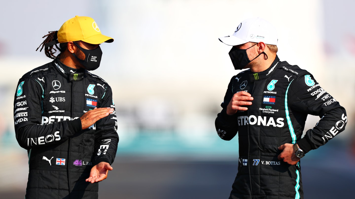 ABU DHABI, UNITED ARAB EMIRATES - DECEMBER 13: Lewis Hamilton of Great Britain and Mercedes GP
