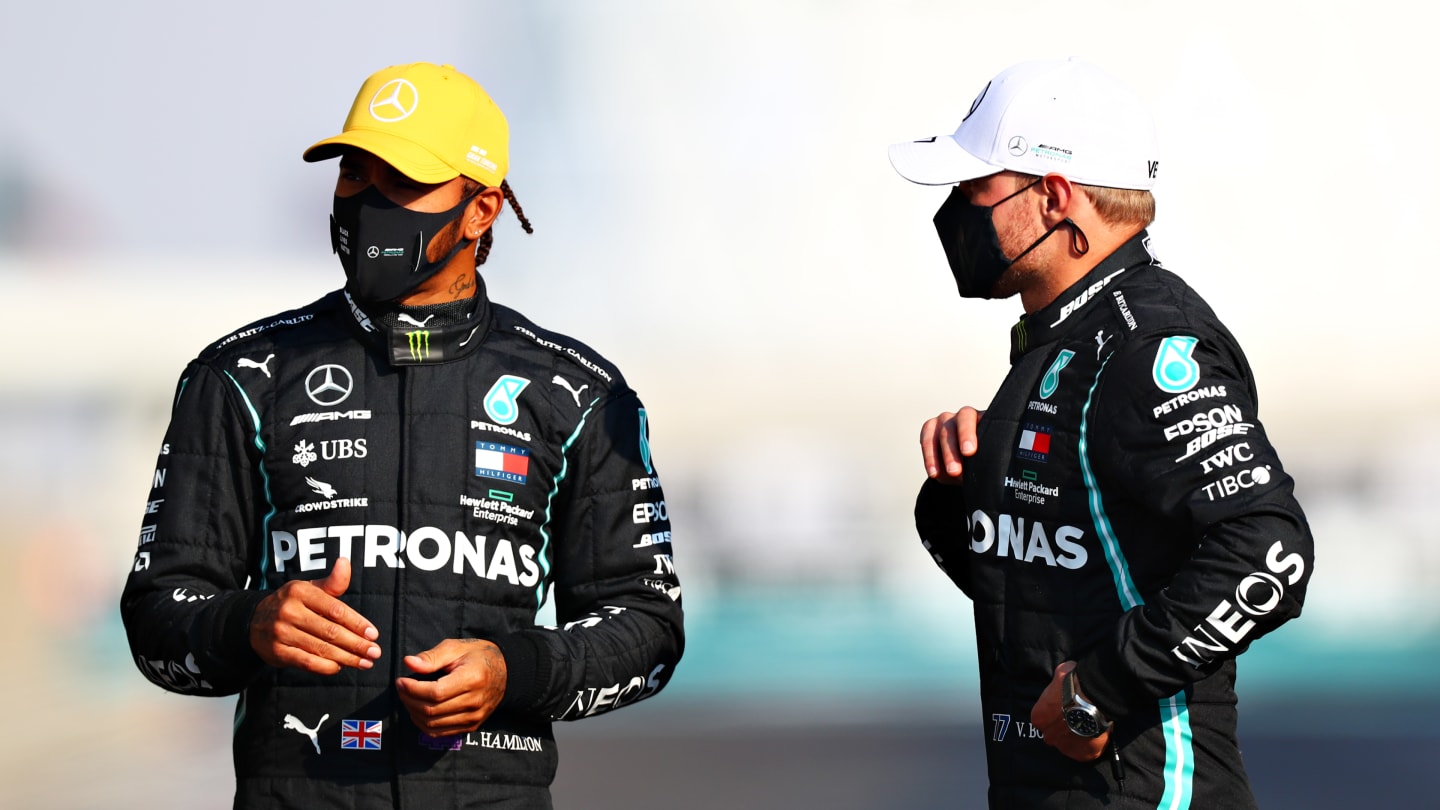 ABU DHABI, UNITED ARAB EMIRATES - DECEMBER 13: Lewis Hamilton of Great Britain and Mercedes GP
