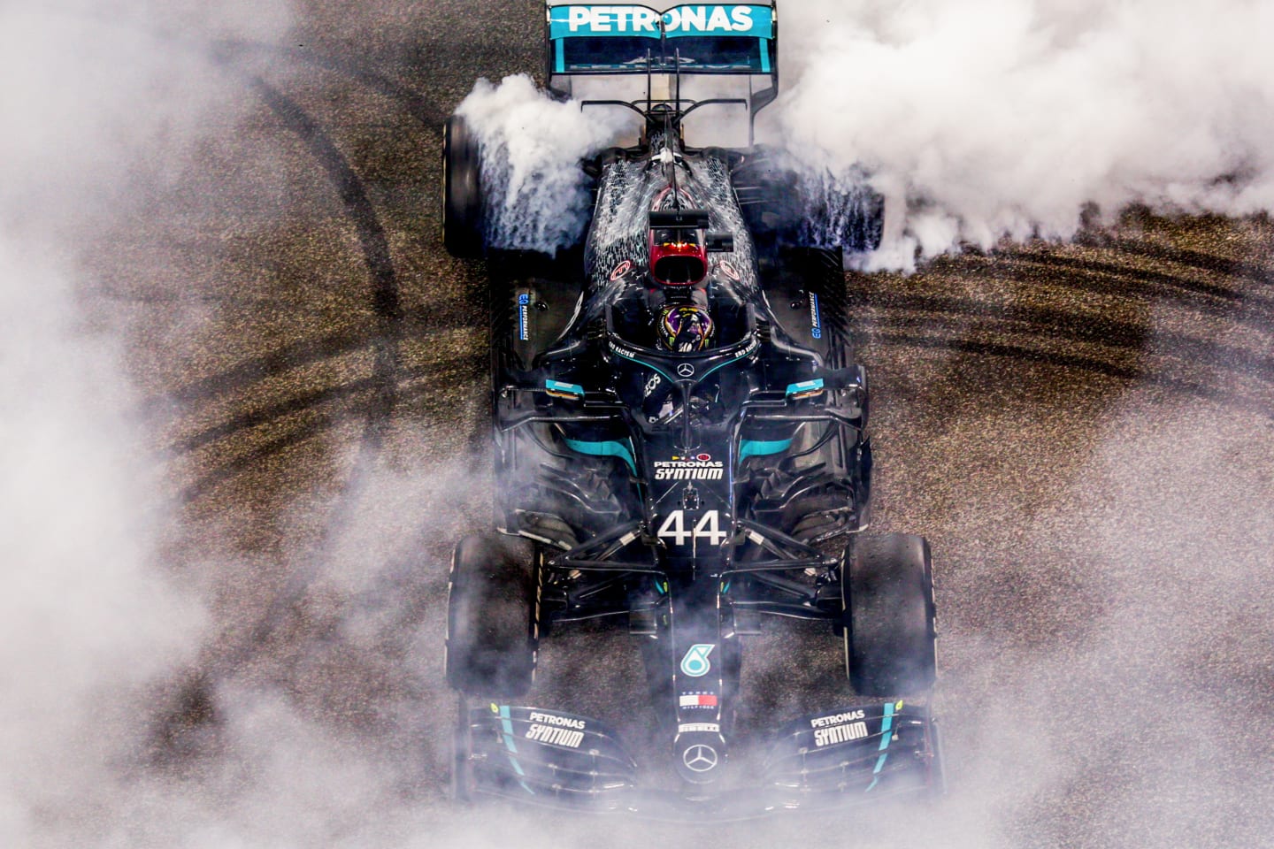 ABU DHABI, UNITED ARAB EMIRATES - DECEMBER 13: Lewis Hamilton of Mercedes and Great Britain  during