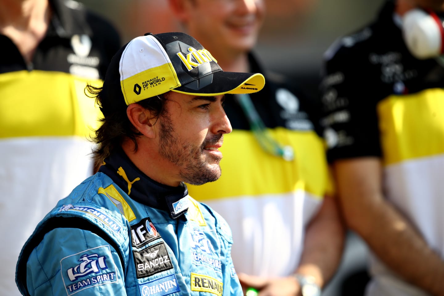 ABU DHABI, UNITED ARAB EMIRATES - DECEMBER 13: Fernando Alonso of Spain and Renault Sport F1 poses