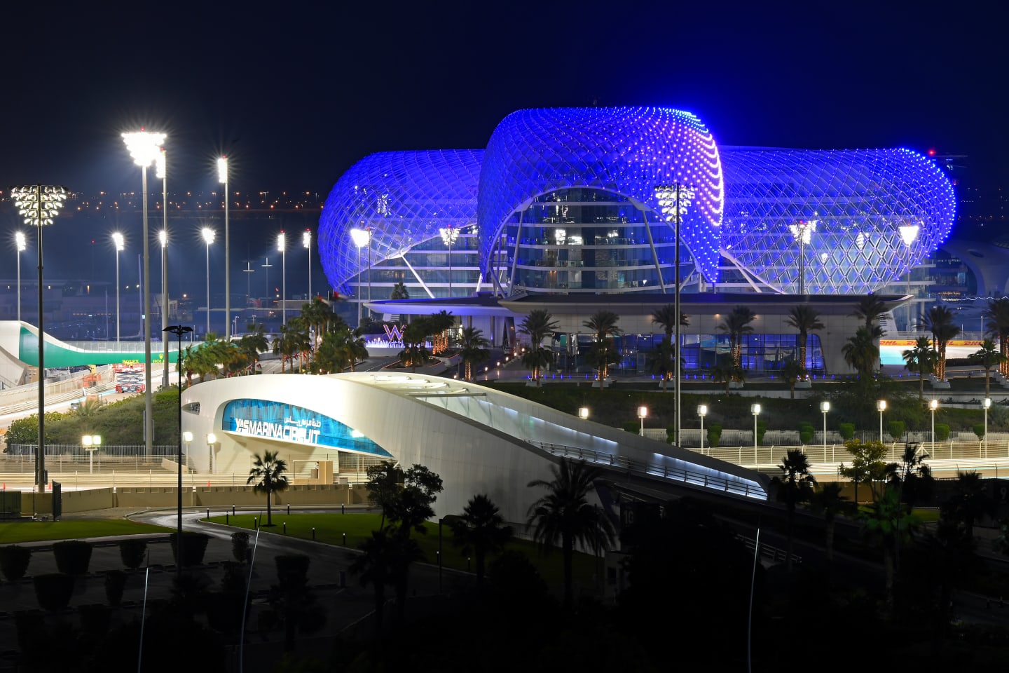ABU DHABI, UNITED ARAB EMIRATES - DECEMBER 08: A general view of the Yas Hotel at the circuit