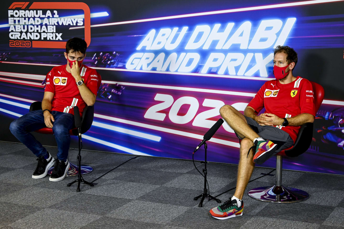 ABU DHABI, UNITED ARAB EMIRATES - DECEMBER 10: Charles Leclerc of Monaco and Ferrari and Sebastian