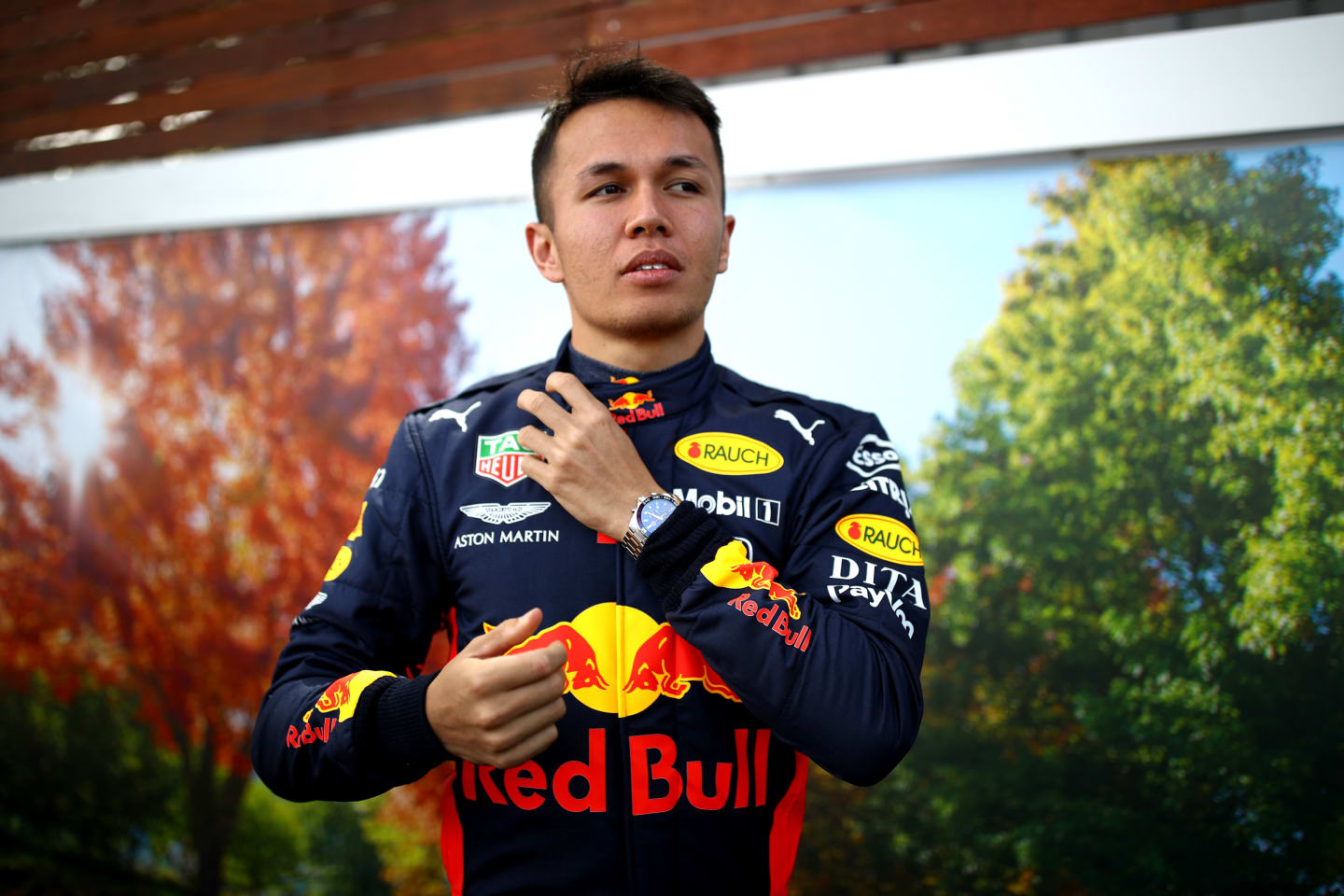 MELBOURNE, AUSTRALIA - MARCH 12: Alexander Albon of Thailand and Red Bull Racing looks on in the