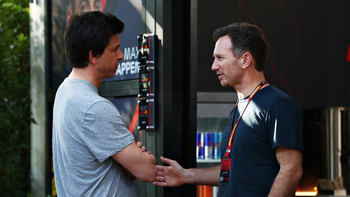MELBOURNE, AUSTRALIA - MARCH 12: Mercedes GP Executive Director Toto Wolff and Red Bull Racing Team