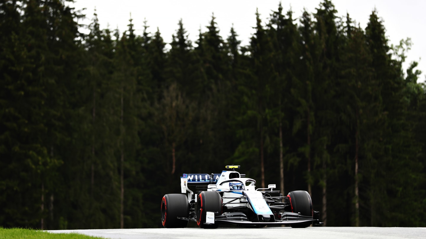 SPIELBERG, AUSTRIA - JULY 03: Nicholas Latifi of Canada driving the (6) Williams Racing FW43 Mercedes on track during practice for the F1 Grand Prix of Austria at Red Bull Ring on July 03, 2020 in Spielberg, Austria.  (Photo by Dan Istitene - Formula 1/Formula 1 via Getty Images)