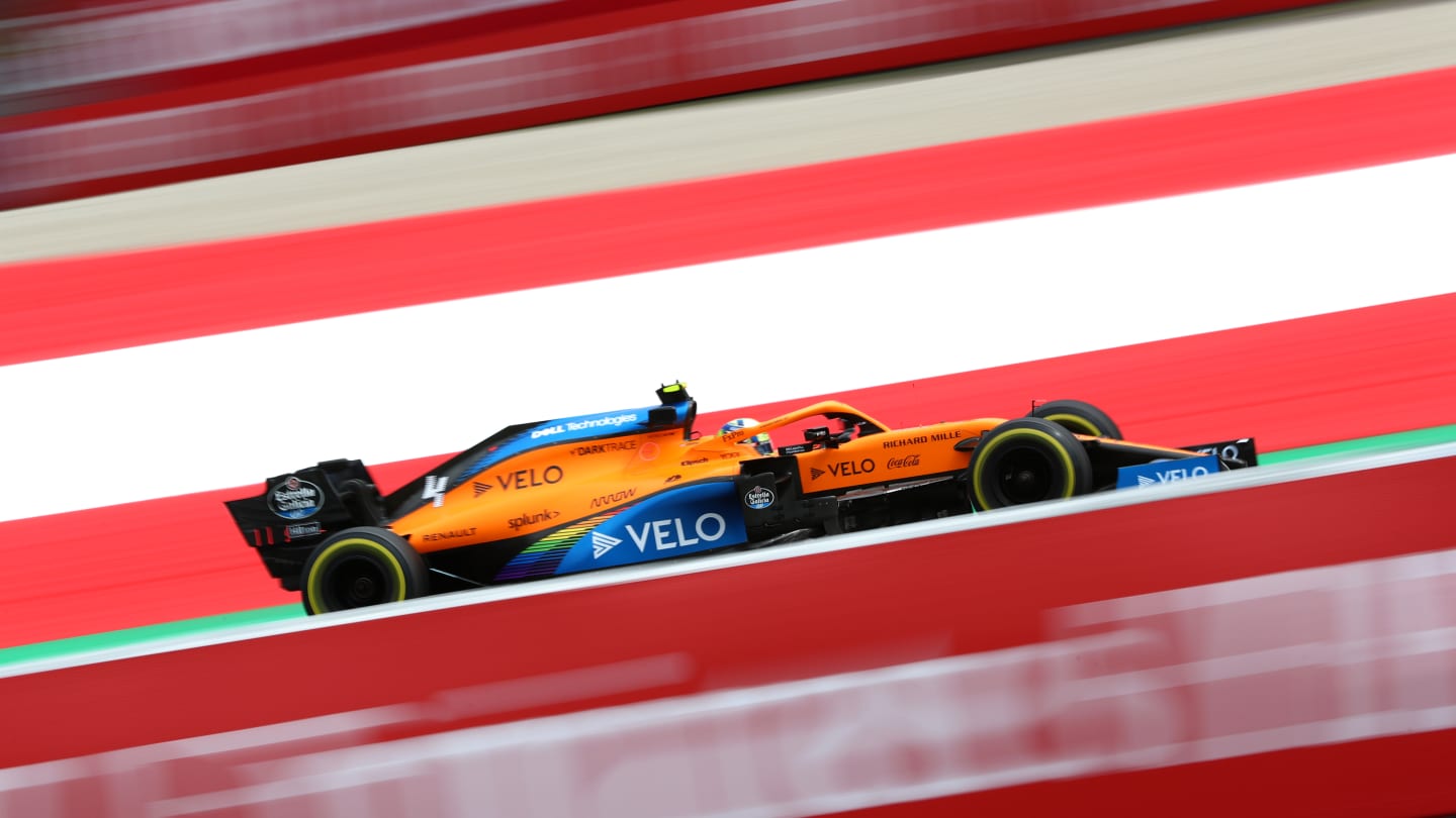 SPIELBERG, AUSTRIA - JULY 03: Lando Norris of Great Britain driving the (4) McLaren F1 Team MCL35